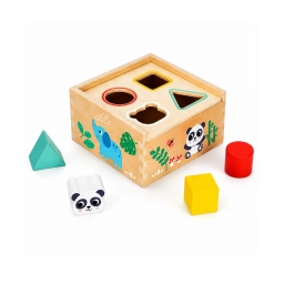 Cajita Encastre Hi Pando de Madera | Juguete Did�ctico de Formas y Animales para Beb�s