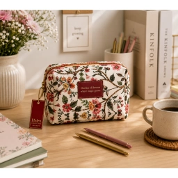Cartuchera IBI Craft Helen Collection Ecocuero Floral 15x7,5x9,5 cm Organizador Multiuso