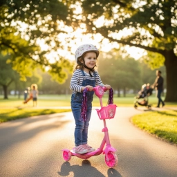 Monopat�n Musical con Luces para Ni�os | Scooter Infantil de 3 Ruedas con Canasto