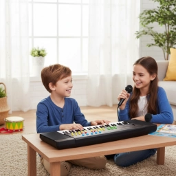�rgano Electr�nico Infantil 54 Teclas con Micr�fono | Teclado Musical para Ni�os
