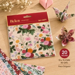 Papel Fantas�a Para Origami IBI Craft Helen Collection 15x15cm 20 Hojas