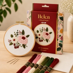 Set De Bordado IBI Craft Helen Collection 4 Piezas Aro 15cm Hilos Agujas Kit Manualidades