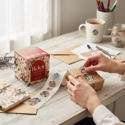 Rollo de 248 Stickers Autoadhesivos IBI Craft Helen Collection | Etiquetas Decorativas 30 mm