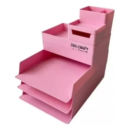 ORGANIZADOR PL�STICO APILABLE DE 6 PIEZAS IBI CRAFT, ROSADO
