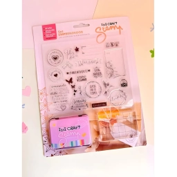 SET DE SELLOS SILICONADOS CRISTAL+BASE ACR�LICA+ALMOHADILLA IBI CRAFT, 20 PIEZAS "SET EMPRENDEDOR"