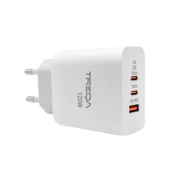 Cargador Treqa 120W 3 Puertos 2 USB-C + USB-A