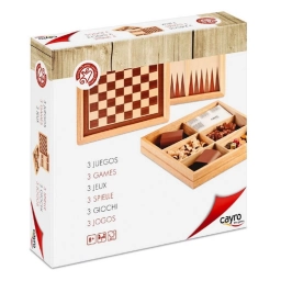 Ajedrez Damas y Backgammon Cayro 3 Juegos de Madera