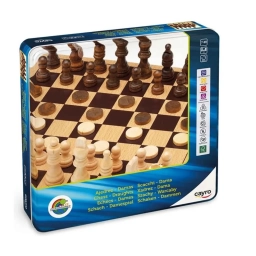 Ajedrez y Damas Cayro 2 en 1 con Tablero 25,5 cm y Caja Met�lica