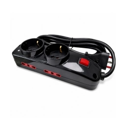 Alargue Conatel 3m 2500W 2 Tomas Schuko + 4 Tomas 3L Ficha 3 Patas Negro