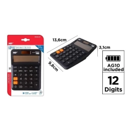 Calculadora MP Solar 12 D�gitos con Pila � 13,6 x 9,8 cm Negra
