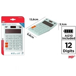 Calculadora MP Solar 12 D�gitos con Pila � 13,6 x 9,8 cm Verde