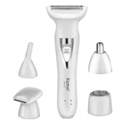 Depiladora Corporal Kemei 5 en 1 Recargable IPX6 con Cabezales