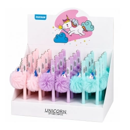Lapicera Pompon Unicornio Centrum con Llavero de Peluche Tinta Azul