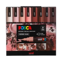 Marcadores Uni POSCA 2.5 mm x8 Colores Retrato Pintura Acr�lica Multisuperficie