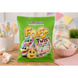 Marshmallow Florestal Twist Colorido 220g | Malvaviscos Multicolor Sabor Vainilla