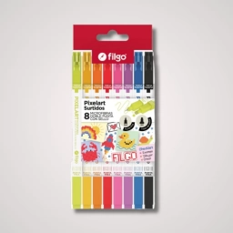 Microfibras Pixelart Doble Punta con Sello x8 Colores en Estuche