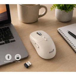 Mouse Genius NX-8080S Bluetooth 5.3 Inal�mbrico Beige Silencioso con Bot�n Copilot