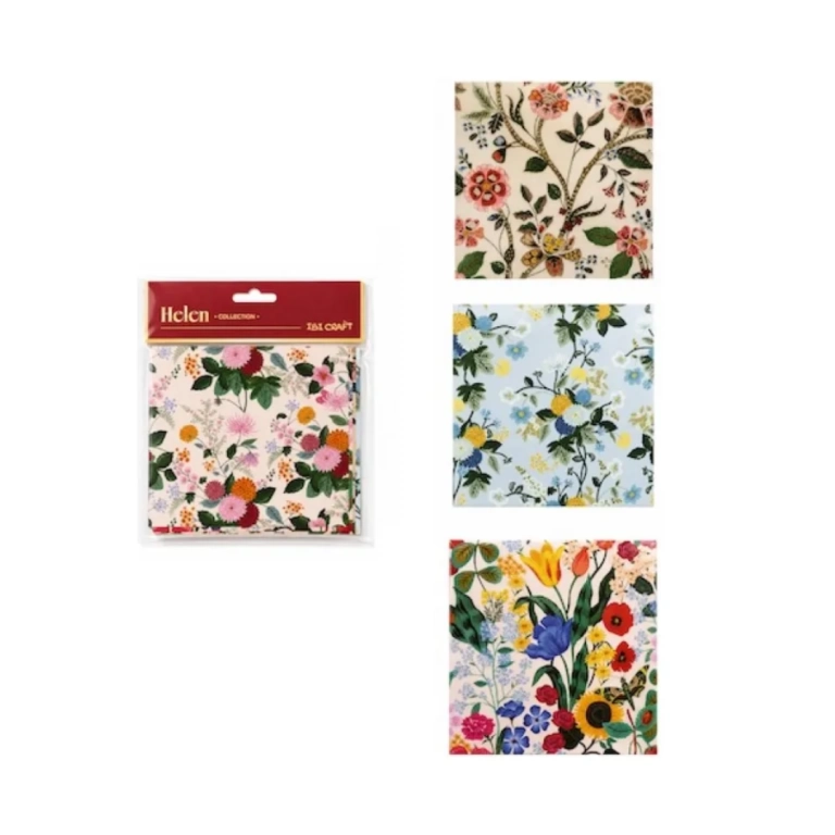 Variedad de papeles decorados para origami con estampados florales. Perfectos para scrapbooking, decoraci&oacute;n y arte en papel.