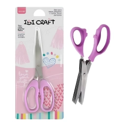 Tijera para Flecos IBI Craft 5 Cuchillas 19 cm Rosa para Manualidades