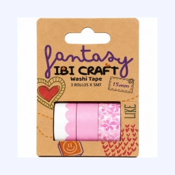 Washi Tape IBI Craft 15 mm x 5 m Pack x 3 Cintas Decorativas Tonos Rosa